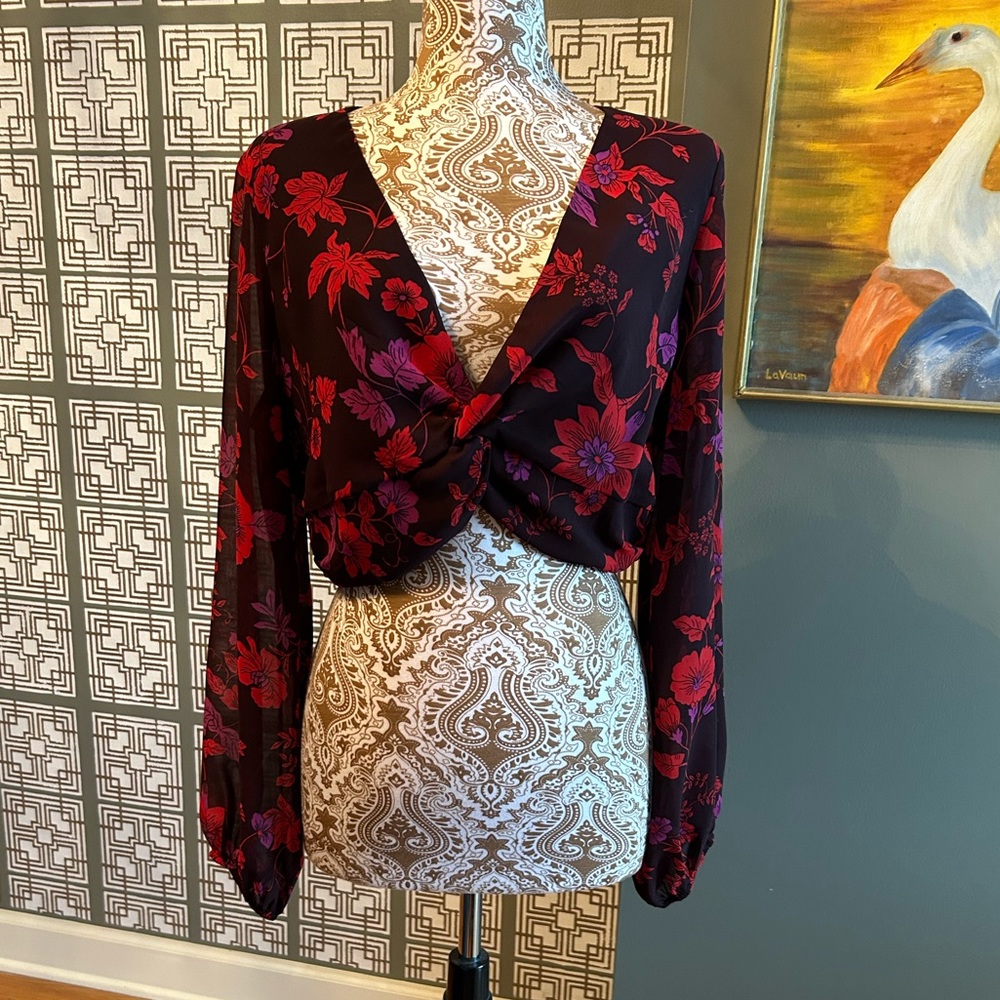 NWT Sanctuary chiffon cropped twist front top